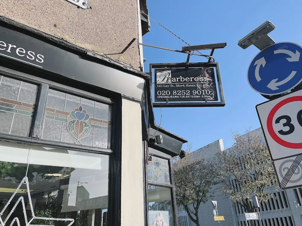 The hanging Barberess sign over Ley Street